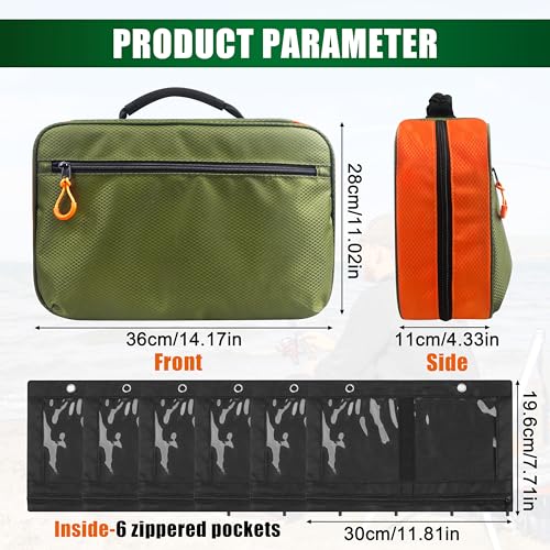 Fishing Bait Binder Tackle Bag, Water Resistant Soft Plastic Lure Storage Organizers for Saltwater Freshwater Fishing (Green-orange) - color: Green-orange