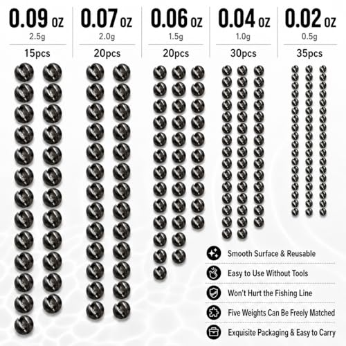 SANWEAL120PCS/200PCS Fishing Weights Sinkers - Premium Split ShotFishing Weights Sinkers - Round Removable Fishing Sinkers - 5/6 Sizes - style: Round/120