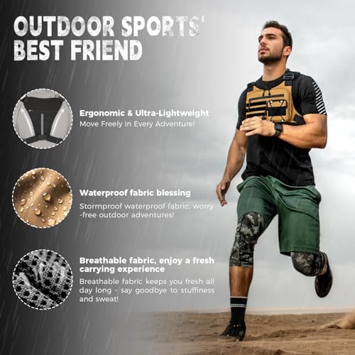 koculemi Outdoor Sports Chest Bag for Men, Chest Vest Holster Fits Most Pistols, EDC Travel Chest Pack for Running, Hiking - color: Khaki