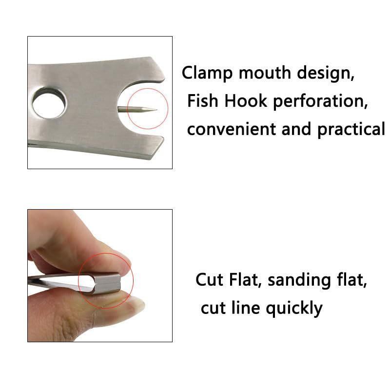 3 Pcs Fishing Line Cutter, Stainless Steel Nipper with Hook Eye and Knot-Untying Needle, Multi Functional Fishing Accessories Tools (Silver & Black)