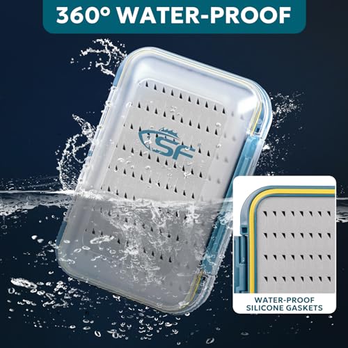 SF Large Waterproof Fly Box For Fly Fishing Double Sided Clear Lid Ice Fishing Jig Head Tackle Box Fly Flies Dry Flies Wet Flies Nymph Streamer Easy Grip Foam - style: Easy Grip Foam-Large