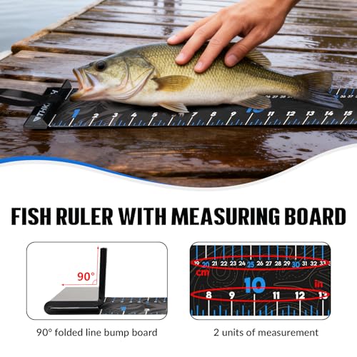 THKFISH 59 * 3.15" Fish Ruler with Measuring Board, Portable Waterproof Roll Up Fish Tape Measure for Boat, Kayak, Yacht and Workbench - color: Black-3.15" wide