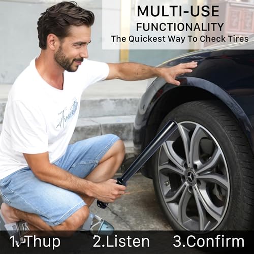 MALTERZER 2 PCS Rubber Tire Checker for Truckers Tool for Checking Tire Pressure, Wheel & Tire Accessories & Parts, Tire Repair Tools Fish Bat Self Defense - color: Black, 2 Pcs