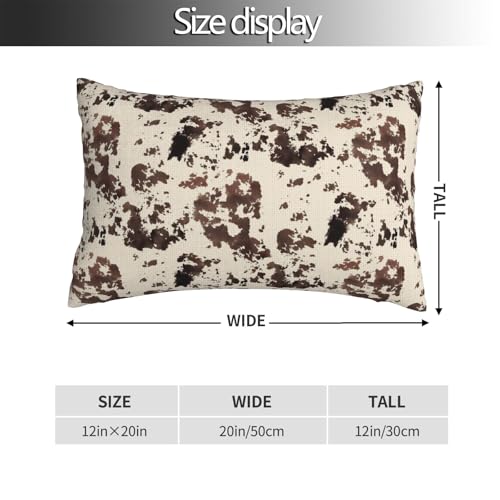 Cow Print Throw Pillow Covers Western Cow Lumbar Pillow Cases 12x20 Inch Set of 2 White Brown Cowhide Outdoor Decorative Pillowcase Cushion Cover for Couch Sofa - color: Brown, size: 20" x 12" (Pack of 2)