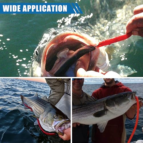 Diamond Jig Saltwater Fishing Lures Casting Jigging Spoon with Tube Tail Stainless Steel Hooks Trolling Lures Striped Bass Metal Jig for Deep Sea Surf Fishing Bottom Dragging Sinking - color: Red, size: 2 oz