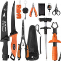 Fillet Knife Set for Beginner, Fishing Pliers Precisely, Fish Measuring Tape, Non Slip Grip Fishing Knife, Saltwater Fishing Accessories, Great Value Fishing Tackle - style: 9pc fishing tool kit