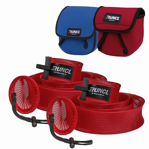 RUNCL Fishing Rod Sleeves & Reel Bags, Spinning/Casting Rod Socks & Spinning/Baitcasting Reel Covers - Protection Solution, Space Saver, Perfect Storage - Fishing Pole Sleeves & Reel Pouch (2 Pack) - color: Spinning Rod Sleeves*2pcs+Reel Bags*2pcs,(Red)