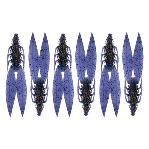 6th Sense – Bodega – Soft Plastic Creature Bait – Bass Fishing – Twin Ridge Tail Action – Multiple Sizes – Made in the USA - color: Junebug Red, size: 4.8in (6/pk)