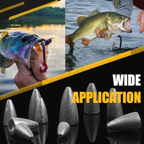 Bullet Fishing Sinkers Weights Slip Sinkers Kit- 29/83Pcs Fishing Worm Weights Assorted Set for Bass Fishing Saltwater - style: 29pcs Kit