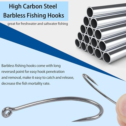 Barbless Fishing Hooks 200pcs High Carbon Steel Circle Curve Shank Trout Carp Fishing No Barb Small Fly Tying Hooks - size: 10#-200pcs