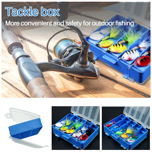 FouceClaus 10pcs Spinner Lures Baits with Tackle Box, Bass Trout Salmon Hard Metal Rooster Tail Fishing Lures Kit
