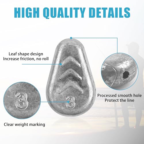 No Roll Sinker Fishing Weights Sinkers, Catfish Sinkers Flat Inline Sinkers Weights No Snag Slip Sinkers Saltwater Surf Fishing Weights Gear Tackle Fishing Weights Sinkers for Catfishing Rigs - style: 5 Mixed Sizes-10pcs