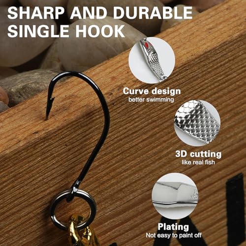Trout Fishing Spoon Lures Set - Hard Bait Spinner Single Hook Mini Fishing Jig Metal Spoon Lures for Perch, Char, Crappie