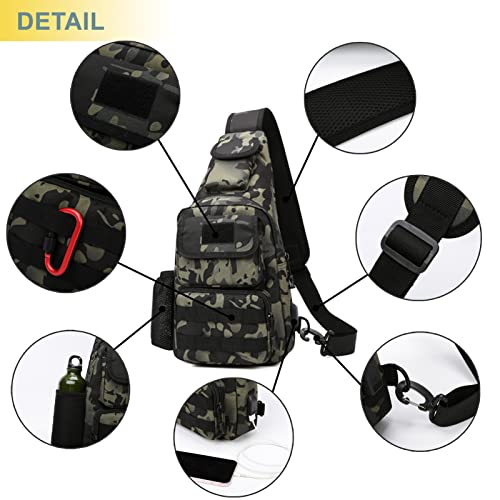 Tactical Shoulder Bag - 1000D Molle Military Backpack Outdoor Daypack Chest Pack (Lightpink) - color: Lightpink
