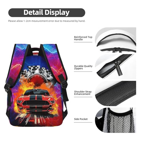 Kids Car Backpack for Boys Cool Car Print Schoolbag for Teenage Girls Kids Cute Children Lightweight Waterproof Adjustable Book Bag for Preschool Kindergarten Bookbags - color: Red Car 01