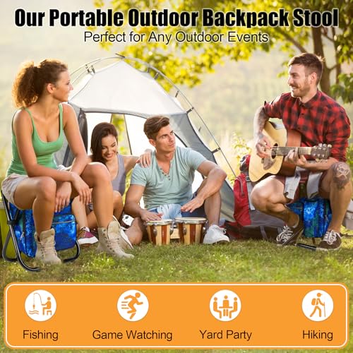 Kikerike Backpack Stool Cooler Chair Heavy Duty 300 LBS Max Load Portable Lightweight Stool Backpack Folding Fishing Cooler Seat for Camping Hunting Fishing - Ocean - color: Ocean