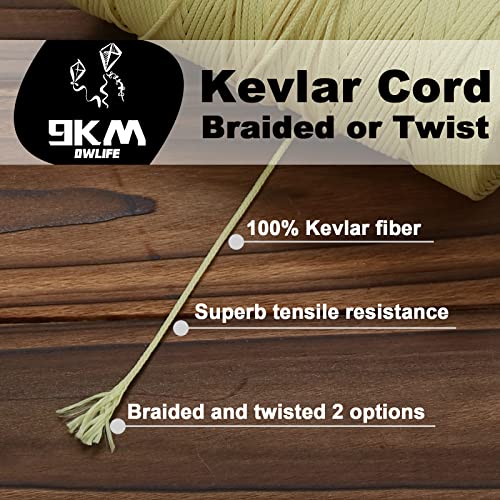 9KM DWLIFE Braided Kevlar Cord, 100lb~2000lb, High Tensile Strength, Abrasion, Flame Retardant, Kite String, Fishing Line, Model Rocket Shock, Tactical Survival Paracord - size: 100lb | 0.8mm(Dia.)x1000ft