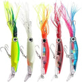Squid Fishing Lures Large Simulation Luminous Artificial Lures Baits with 3D Holographic Eyes & Treble Hook, Built in Lead Blocks, Lifelike Plastic Fishing Soft Lures for Saltwater Fishing - style: Squid-5pcs