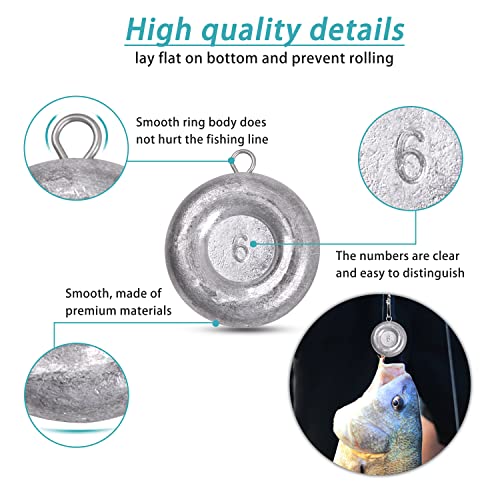 Disc Sinkers Fishing Weights Coin Sinker Weights Saltwater Surf Fishing Weights Bottom Drifting Trolling Catfishing Gear Tackle Fishing Sinker Weights 1oz 2oz 3oz 4oz 5oz 6oz 8oz - style: 8oz-4pcs