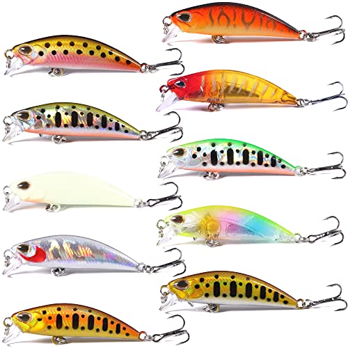 Jerkbait Fishing Lures Jerk Baits for Bass Fishing Jerk Bait Minnow Lures with Tackle Box for Freshwater Saltwater,10pcs - color: B-2in/0.18oz-10pcs