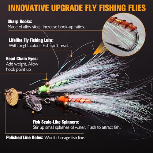 Dovesun Fly Fishing Lures Fly Fishing Flies Wet Fishing Flies Fishing Lures Fishing Spinner for Bass Sunfish Pike Trout 5PCS/10PCS - color: Crazy Charlie-5pcs, size: Hook Size 12#