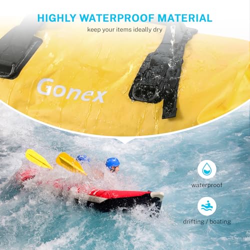 Gonex 40L 60L 80L Extra Large Waterproof Duffle Travel Dry Duffel Bag Heavy Duty Bag with Durable Straps & Handles for Kayaking Paddleboarding Boating Rafting Fishing - color: Yellow, size: 80L