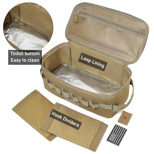 Tactical Camping Storage Bag 9L Tactical Utility Tote Bag Camping Cookware Organizer Trunk Organizer - color: Khaki