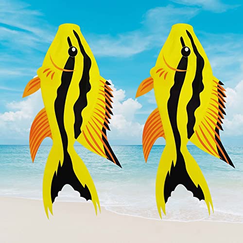 Fish Windsock | Heavy Duty Outdoor Wind Sock for Gardens, Patios, and Decks - color: yellow