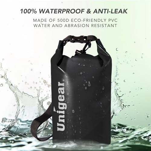Unigear Dry Bag Waterproof, 2L/5L/10L/20L/30L/40L Floating and Lightweight Bags for Kayaking, Boating, Fishing, Swimming and Camping with Waterproof Phone Case - color: Black, size: us 40l / eu 50l