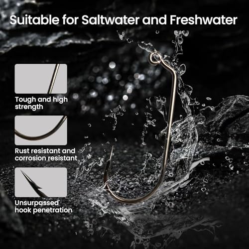 Pristis 25 Pack High Carbon Steel Fishing Hooks, Reinforced EWG Circle Octopus Round Bend 60 Degree Wide Gap Strong Barbed Worm Fish Hook Jig Bait Rig for Saltwater Freshwater Bass Tuna Walleye Trout - color: 60 Degree, size: 3/0