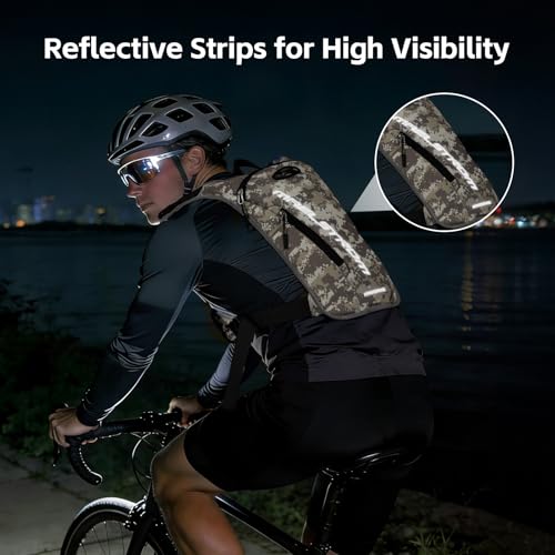 Maelstrom Hydration Running Vest with 2L Water Bladder for Men Women | Chest Pack, BPA-free, High Flow Bite, Reflective Stripe, Detachable, Breathable Pad, Perfect for Cycling, Marathon, Hiking - color: Camo