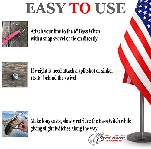 DeLong Lures – Made in USA 6" Bass Fishing Worms, Pre-Rigged Weedless & Unrigged Soft Plastic Baits, Anise-Scented Durable Lures for Freshwater & Saltwater - color: Red Bug