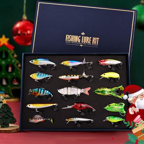 Fishing Lures Kit for Bass, 15PCS Swimbaits Crankbaits Fishing Tackle Set | Bass Fishing Lure Kit, Multi Jointed Swimbaits and Soft Baits for Trout Pike Freshwater Fishing - style: Hard /Soft Bait 1