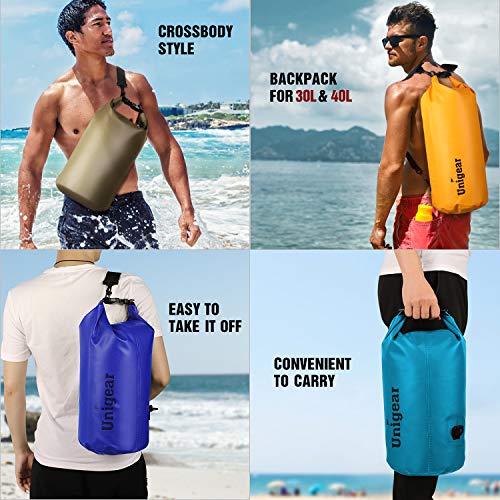 Unigear Dry Bag Waterproof, 2L/5L/10L/20L/30L/40L Floating and Lightweight Bags for Kayaking, Boating, Fishing, Swimming and Camping with Waterproof Phone Case - color: Blue, size: 10L