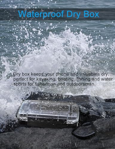Hlotmeky Waterproof Dry Box for Kayaking, Boat, Phone - Small Container, Watertight Storage Case for Diving (Black) - color: Black