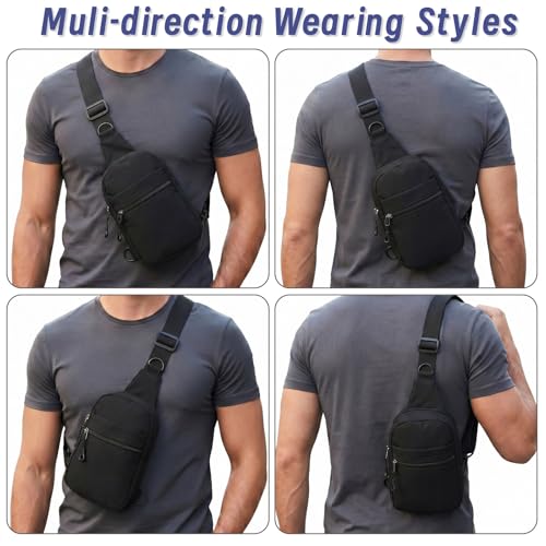 Kajaia 7 Pack Crossbody Sling Bags for Men Lightweight Oxford Cloth Shoulder Bag with Multi-pockets and Buckle Adjustable Strap, Waterproof Travel Bag for Men, Work, Commute, Running, Fishing