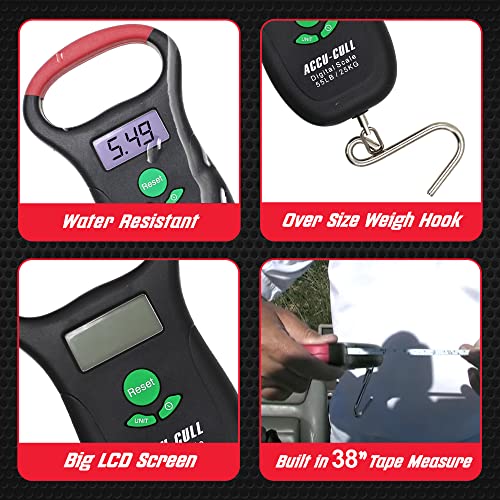 Fish Culling System Digital Fish Scale with Mini Fish Gripper - 2-in-1 Combo Pack Weighing Fishing Gear - Fishing Accessories and Fishing Equipment to Add in Fishing Tools Kit
