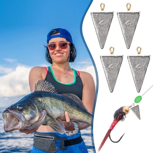 Zhanmai 27 Pieces Pyramid Fishing Weights Sinkers Triangle Rig Pyramid Sinkers for Ocean Saltwater Surf Bass Catfish Fishing Weights Casting Gear Tackle Essential - size: 4oz