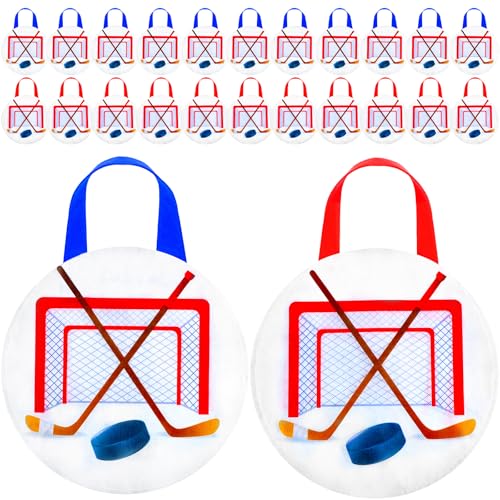 Shihanee 24 Pcs Ice Hockey Party Favor Bags Ball Themed Party Goodie Candy Snack Bags Sport Game Treat Handbags Ice Hockey Non Woven Gift Handbags for Sport Theme Supplies Birthday - style: Ice Hockey