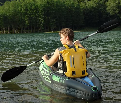 MARCHWAY Roll Top Waterproof Backpack, Floating Dry Bag 20L/30L/45L with Ergonomic Rectangular Base, Cushioned Back, Hip Strap for Hiking Camping Kayaking Travel (Yellow, 20L) - color: Yellow, size: 20L