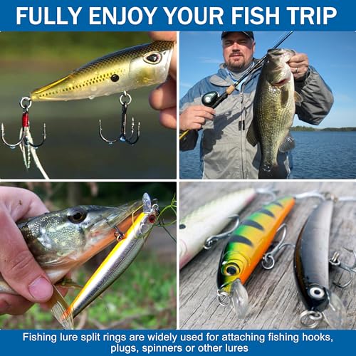 SILANON Fishing Split Rings Stainless Steel Lure Rings Flattened Hyber Wire Split Rings for Fishing Lures Solid Snap Rings Saltwater Terminal Tackle Connector 22-145LB 100pcs - size: 6mm-100pcs