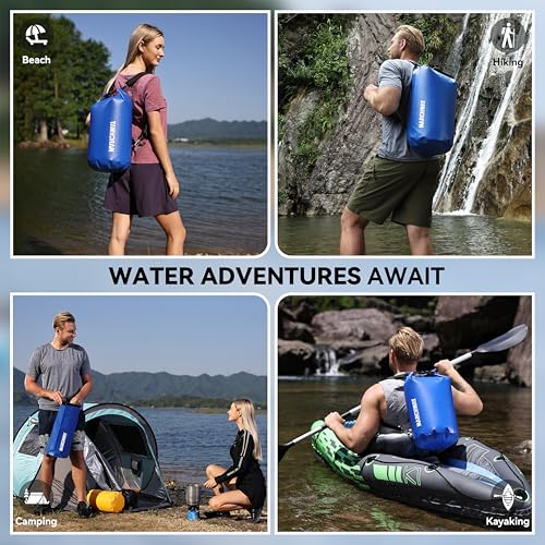 MARCHWAY Floating Waterproof Dry Bag Backpack 5L/10L/20L/30L/40L, Roll Top Sack Keeps Gear Dry for Kayaking, Rafting, Boating, Swimming, Camping, Hiking, Beach, Fishing - color: Dark Blue, size: 10L