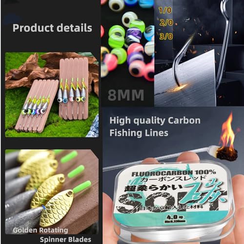 10Pcs Fishing Bullet Weights Texas Rigs Ready Kit,Worms, Sinker (10g/7g/5g), Worm Hooks, Carbon line,Spinner Blades，Eye Beads Bait, Fishing Bass Rig Saltwater Freshwater - size: 1/0, 5g