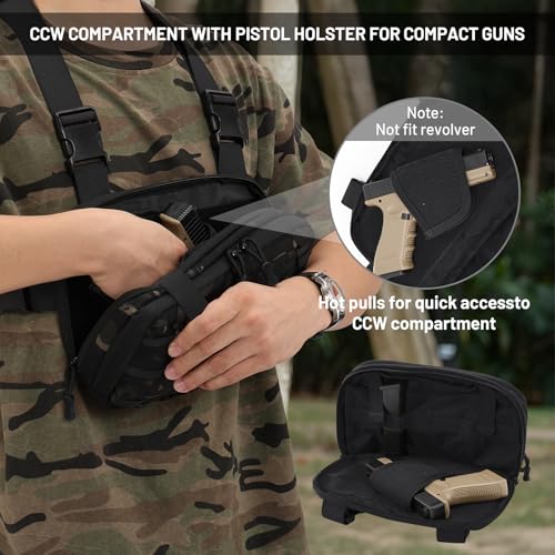 Tactical EDC Chest Bag Utility Molle Chest Rig Pouch with CCW Compartment Adjustable Strap Outdoor Chest Pack - color: Camo Black