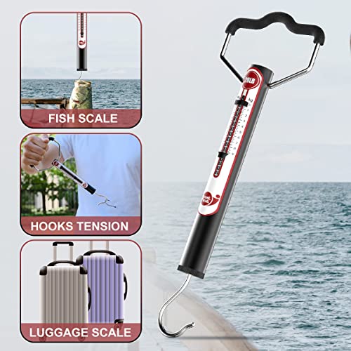 SNAIL TRAIL 20 LB / 50 LB Aluminum Tube Spring Fish Scale with Peak Weight Marker & Zero Reset, Mechanical Fishing Weighing Gauge with Hook, Non-Digital Hand Held Pull Weigher, Hanging Drag Scale - color: 20lbs