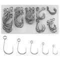 Fishing Inline Single Hooks kit Replacement Fishing Hooks for Lures Plugs Baits Inline Circle Hooks Baits Inline Circle Hooks with Barbed Large Eye Saltwater Freshwater - style: 60pcs