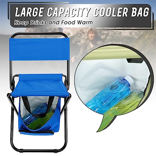 Jerify 2 Pcs Fishing Chair with Cooler Bag Multi-Function Foldable Compact Fishing Stool Hunting Chair Portable Backrest Stool with Folding Backpack for Finishing Camping Hunting Travel(Blue) - color: Blue
