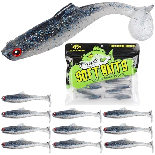 LUCKYFISHING Paddle Tail Swimbaits Soft Plastic Swimbaits Soft Baits for Bass Fishing Trout Crappie Walleye Freshwater Saltwater 10/16/20 PCS Soft Plastic Baits 4/3.5/3/2.5 Inch - color: Blue, size: 2.5 inch-20pcs