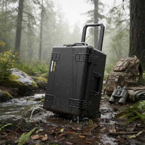MEIJIA Premium Waterproof Rolling Hard Camera Case,Hard Protective Case with customizable fit foam and wheels,Full Protection with Light&Convenient Design,Elegant Black (24.6"X19.7"X11.7") - size: 24.6"X19.7"X11.7"