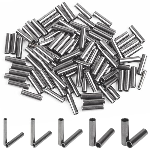 SILANON Fishing Crimp Sleeves, 100pcs Single Barrel Crimp Sleeves Brass Copper Crimping Sleeves Tubes Fishing Line Crimps Tube Connector Wire Leader Rigging Tackle - size: 100pcs-2.6mm Inner Dia